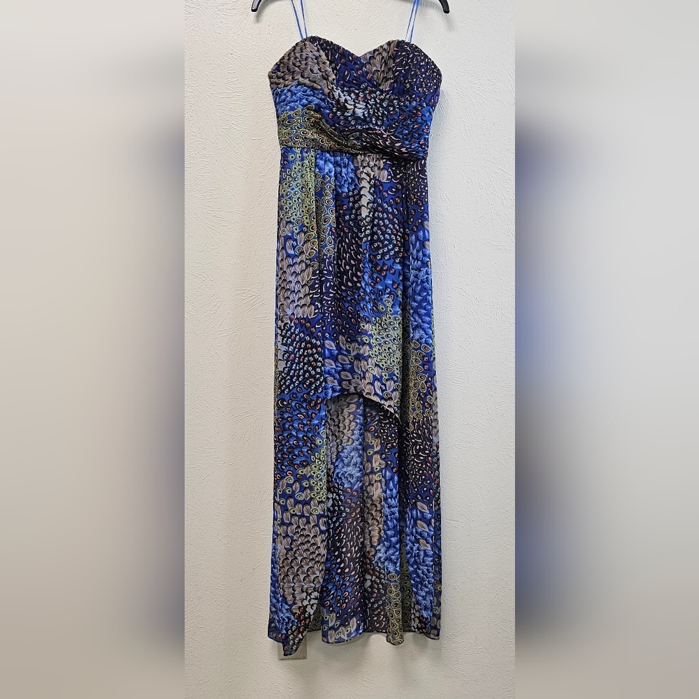 Max And Cleo Peacock High Low Strapless Dress Size 8